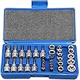 Uten 34pcs Torx Bit Socket Set 3/8" 1/4" T10-T60 Drive Star Sockets Set E4-E20 Socket Set Handheld Tool