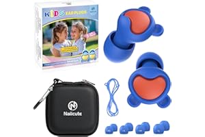 NAIICUTE Kids Bouchon oreille Enfant (6 à 12 ans) – Bouchons d’oreille enfant Anti Bruit pour Concentration, l’école, la maison, lorsqu’ils jouent et l’anxiété, Embouts en XS/S/M/L, 26dB Réduction du bruit