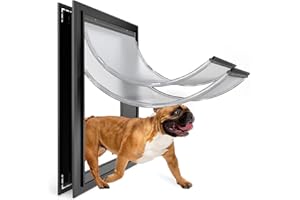 URSPET Dog Door for Exterior Doors: Heavy Duty Aluminum Doggie Door, Extreme Weather Doggy Door, Giant Dog Door for Large Dogs Up to 1000 lbs, Dual Flap Insulated Dog Door, Lockable (L)