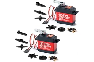 Miuzei Servo Digitale Radiocomandato 270° 20 kg Servomotore Impermeabile con Cambio In Metallo per Modelli Servocomando Rc Ali Rigidi Auto Robot Intelligente Fai Da Te (2 Pezzi)