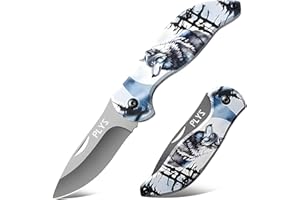 Plys Coltello pieghevole Coltello tascabile affilato Leggero e pratico Un compagno per le escursioni all'aria aperta Modello lupo delle nevi