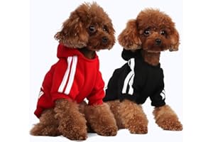 PenghaiYunfei Felpa con Cappuccio per Cani alla Moda Abbigliamento per Cani Felpa in Cotone Streetwear Vestito alla Moda per Cani Gatti Cucciolo Piccolo Medio Grande (Nero/Rosso, XS)