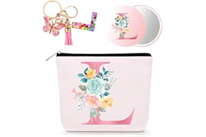 Bingtoo Personalisierte Geschenke Frauen, Kosmetiktasche mit Schlüsselanhänger und Spiegel, Make Up Tasche Kulturbeutel Makeup Bag, Geburtstagsgeschenke für Teenager Mädchen Mama Beste Freundin (L)