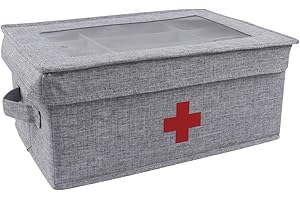 ZOEQIDE Boîte à médicaments portable avec compartiments et couvercle - Boîte de premiers secours en tissu avec boîte à comprimés - Organiseur de pharmacie pour la maison, la voiture et l'extérieur - Boîte de