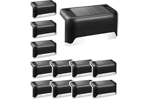 ‎SOLPEX Solpex Solarleuchten für außen, 12 Stück Schwarz Solarleuchte Garten, Treppenlicht, wasserdicht, LED Beleuchtung für Außentreppe, Stufen, Zaun, Hof, Terrasse, Dachrinne, Weg, Dekoration, (Weiß)
