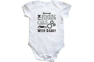Hippowarehouse Shh. I'm Fixing Cars with Daddy Baby Vest Bodysuit (Short Sleeve) Boys Girls