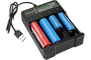 GRACETOP Universal Akku Ladegerät, 18650 Ladegerät Batterien Batterieladegerät 4 Schächte LED USB Geräte für wiederaufladbare Batterien Li-ion 18650, 14500, 16340 Akku