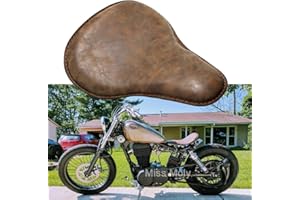 MISS MOLY Retro Asiento de cuero de la Motocicleta, Moto Solo Asiento para Sportster Chopper Bobber