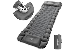 MOYKSRR Nadmuchiwany Materac Kempingowy, Samopompujące Materace Kempingowe z Poduszką i Pompką Nożną, Przenośna Nadmuchiwana Mata Kempingowa do Podróży, na Zewnątrz, Pieszych Wędrówek, Plaży