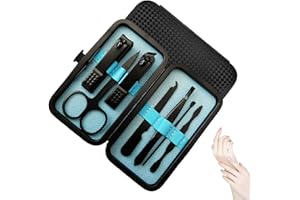 JDXun Set Manicure Tagliaunghie, Tagliaunghie Set Professionale, 7 in 1 Pedicure e Manicure in Acciaio Inossidabile(NeroBlu)