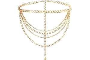 Dochais 1 Stück Waist Chain, Bauchkette, Body Chain, Belly Waist Chain Gold, Bauchkette Gold, Kettengürtel 110cm, Körperkette Gold, Corset Belt, Körperschmuck, Sexy Gürtel für Damen Mädchen