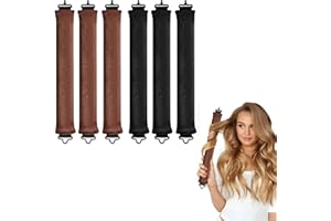 YTUGIL 6 Stück Hitzefreie Lockenwickler,Lockenwickler über Nacht Locken Ohne Hitze Heatless Curls Band Lockenwickler über Nacht Mit Haken Haare über Nacht Locken(Schwarz Und Braun)