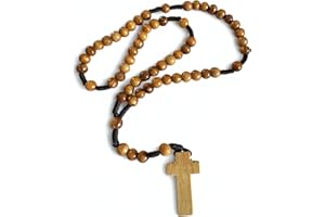 FROM THE HOLY LAND Holy Land Olive Wood Rosary - Handcrafted Prayer Beads with Wooden Cross, Made in Bethlehem & Jerusalem with Certificate of Authenticity