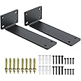 Mooche 2PCS Black Shelf Brackets, Floating Shelf Brackets 7inch/17.8cm, Heavy Duty Metal L Brackets for Shelves Support Wall Hanging