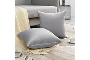 GENERIC AR Ware Velvet Cushion Covers 45 x 45 - Pack of 2 Square Throw Pillowcase for Sofa Bedroom Living room with invisible Zipper (18x18 inch, Grey)