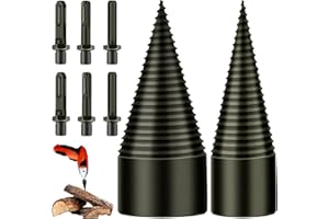 EMOIEMO Holzspalter Schraube Kegel - 32mm+42mm Spaltholzkegel Holzspalterbohrer, Bohrkegel Holzspalter mit 6 Bohrgriffe, Brennholzspalter-Bohrer, Spiralbohrer Kegelspalter für den Haushalt