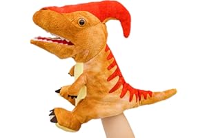 lilizzhoumax Simulation Parasaurolophus Hand Puppet Plush Toy, Stuffed Animal Plush Dinosaur, Cute Role-Playing, Child Interactive Early Education Toys Home Decoration Gift for Kids