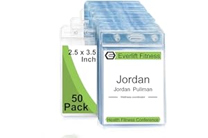 Fushing Pack de 50 plástico transparente vertical Badge titulares, nombre Tag titulares, titulares de la tarjeta (M)