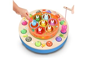 Uping Giochi Montessori Giocattolo di Legno Gioco di Pesca Magnetico Giochi Bambino 3 Anni e più Giocattoli Bambino Educativi Regalo Ragazzi Ragazze