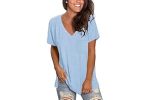 MOLERANI été t-Shirts pour Femmes col en V Basique Hauts à Manches Courtes Ample Blouses décontractées