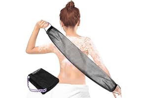 Molain Afrykańska siatka złuszczająca dla kobiet mężczyzn, afrykańskie płuczki do pleców, afrykańskie gładsze, długie gąbki pod prysznic, złuszczające luffahs z linkami, akcesoria do mycia ciała (czarna)