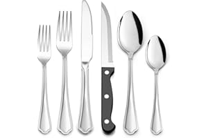 Herogo Juego de cubertería para 6 personas, 36 piezas, de acero inoxidable, con cuchillo, tenedor, cuchara, elegante cubertería para el hogar/restaurante, apto para lavavajillas y inoxidable