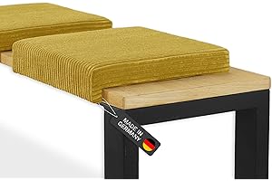 Lycce Bankauflage Klemmkissen 1 Leiste Cordstoff extra Polsterung, Banktiefe ab 35 cm (senf)