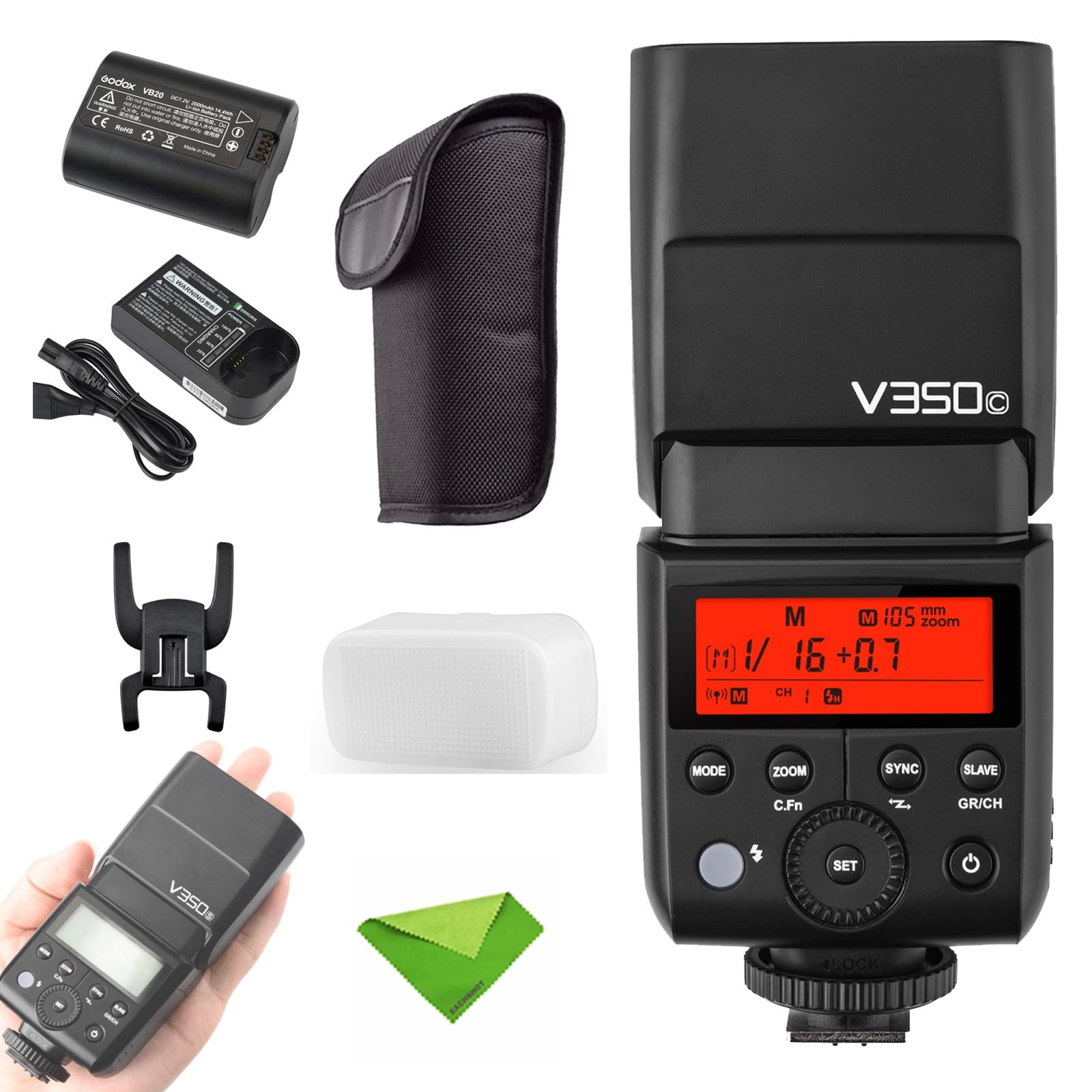 Godox V350C Flash for Canon 1/8000s HSS 2.4G GN36 500 Full Power Flashs 0.1s-1.7s Recycle Time TTL Speedlight for Canon 6D 80D 77D 70D 60D 50D 40D 30D 800D 750D/760D 700D 650D 600D 550D 500D(V350-C)