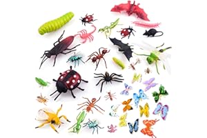 funvce Plastic Insect Figures, Random .38pcs Large Insects and Small Bugs Figures Assorted Plastic Animals toy Include Butterfly for Children Educational, Halloween Toys, Insect Themed Party,Birthday