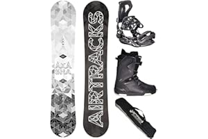AIRTRACKS Snowboard Set Pack Planche Akasha Wide Hybrid Rocker + Fixations Master + Chaussures + SB Sac 152 157 159 162 cm