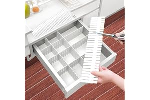 YUJUVI Organisateur Tiroir Separateur Tiroirs 20 PCS Séparateurs de Tiroir Réglables pour sous-Vêtements, Chaussettes, Maquillage, Fournitures de Bureau (Blanc)