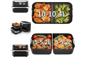 Pietuley Large Silicone Air Fryer Liners for Ninja Flex Drawer Air Fryer Accessories AF500UK/ Cosori Dual Blaze TwinFry 10L / Ninja Foodi Flexdrawer Dual Air Fryer 10.4L AF500UK
