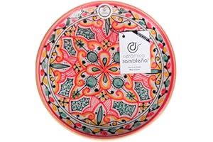 CR CERAMICA RAMBLEÑA CERÁMICA RAMBLEÑA | Plato Decorativo para Colgar en Pared | Plato de cerámica | Rojo-Verde-Negro | 100% Hecho a Mano | 27x27x4.5 cm