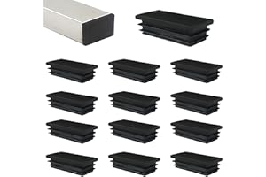 HJYZY 60 mm x 40 mm Tapones Rectangulares de plástico Negro para Tuberías Patas de Silla 18 Piezas