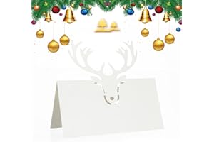 Homo Trends Christmas Place Cards Place Cards for Table 50Pcs Place Name Cards Deer Christmas Name Place Holders Wedding Card Table Place Card for Wedding Supplies or Party Favor, B-Deer White