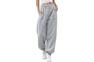 EBANKU Pantaloni Sportivi da Donna con Fondo Aderente con Tasche Tuta Tinta Unita Pantaloni Larghi in Vita Elastica per Hip Hop Casual, Palestra e Jogging