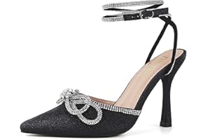 Bow Heels,Damen Stiletto High Heels Strass Knöchelriemen Absatz Sandalen für Party Hochzeit Braun Schleifen Heeled Pumps