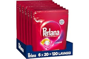 Perlana Detersivo Colorati Caps (6 confezioni da 20 Caps), Detersivo lavatrice capsule per tutti i capi colorati, Detersivo colorati per pulizia delicata e colori e fibre rinnovati