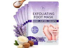 BLOOMORA Maschera Piedi Esfoliante (6 Paia), Trattamento per Talloni Screpolati con Lavanda e Burro di Karité, Peeling Piedi Idratante per Uomo e Donna, Calzini Esfolianti Taglia Unica