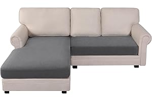 BellaHills Sectional Sofa Covers Sofa Seat Cushion Covers L Shape Separate Cushion Couch Chaise Cover for Sectional Sofa (Chaise + 2 Seater, Grey)