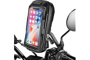 BTNEEU Supporto Moto Smartphone Impermeabile Supporto Cellulare Per Moto Retrovisore Specchio Ruotabile a 360°, Universale Porta Telefono Scooter con Parapioggia Compatibile con Smartphones Fino a 6,5