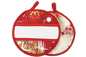 ALMATEX SRL Presina Natalizia ricamo CHRISTMAS, fantasie natalizie, quadrata o tonda (prezzo riferito alla singola presina) (ARBOL TONDA)