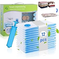 Lot De 20 Sacs De Rangement Sous Vide Réutilisables - Avec Pompe Manuelle, 5 Tailles | Pour Vêtements, Couettes