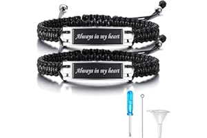 XUANPAI Cremation Jewellery for Ashes - Ashes Jewellery Cremation Bracelet for Ashes Personalized Personalized Message Urn Rope Bracelet Ashes Keepsake for Men Women Pet