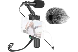Neewer Smartphone Rig Filmemacher Stativhalterung mit Handyklammer und Videomikrofon für Vlogging YouTube Videos Live Streaming Filmemachen usw. Kompatibel mit iPhone Android Smartphones