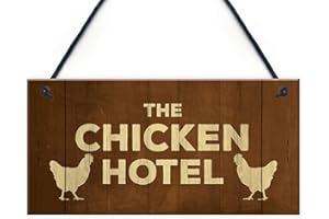 Panneau de jardin à suspendre avec inscription « The Chicken Hotel »
