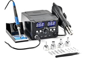 CREWORKS 2-i-1-lödstation 8582D med 750W varmluftspistol, 75W lödkolv, 200-480℃ digital LED-display