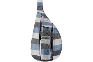 HAWEE Sport Sac de Poitrine Voyage Sling Sac à Bandoulière Crossbody Sac à Dos de Multifonction Casual for Hommes Femmes Adolescentes Travail Escalade Randonnée Courir, Blue Black Gray Stripes, L