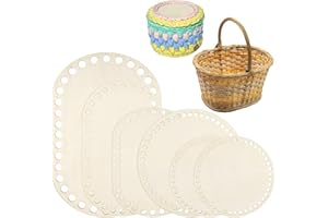 Tranrantic 6 Stück Korbboden zum Häkeln,Blanko Crochet Korb,Oval Und Kreis Taschenboden zum Häkeln,Holzboden zum Häkeln,Boden für Häkelkorb,Korb Flechten Set für Diy,Korb Handwerk,Weben(5 Form)