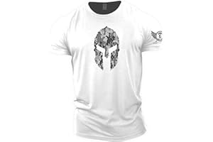 GYMTIER - Maglietta da uomo per bodybuilding, sollevamento pesi e allenamento, motivo: elmo spartano